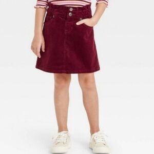 Cat & Jack Girls Burgundy Red Corduroy Mini Skirt Size Large- EUC